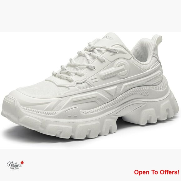 Shoes - Platform Sneakers with Glitter Embellishment, Mesh Fabric, TPU Outsole